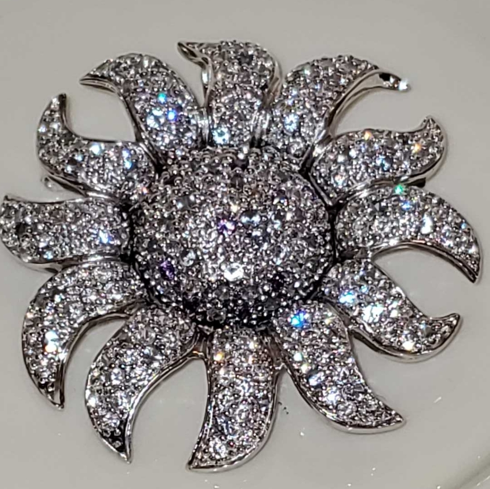 🗝Vtg Avon Sterling Silver Brooch With Genuine Blue Topaz And CZ Accents - Picture 2 of 6
